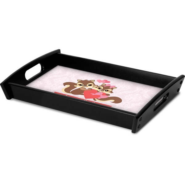 Chipmunk Couple Serving Tray Black - Corner