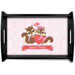 Chipmunk Couple Black Wooden Tray - Small (Personalized)