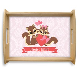 Chipmunk Couple Natural Wooden Tray - Large (Personalized)