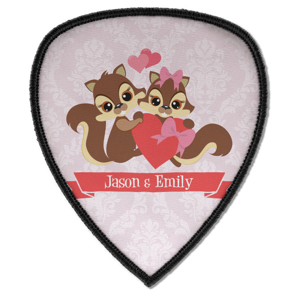 Custom Chipmunk Couple Iron on Shield Patch A w/ Couple's Names