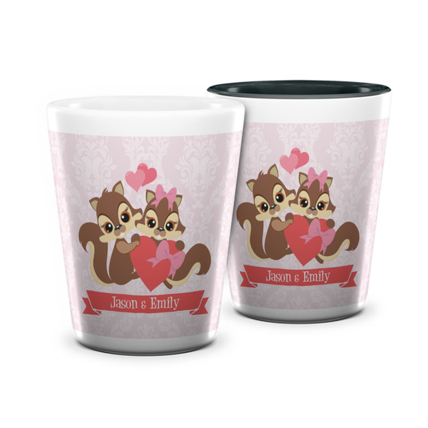 Custom Chipmunk Couple Ceramic Shot Glass - 1.5 oz (Personalized)