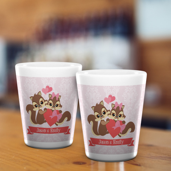 Chipmunk Couple Shot Glass - White - LIFESTYLE
