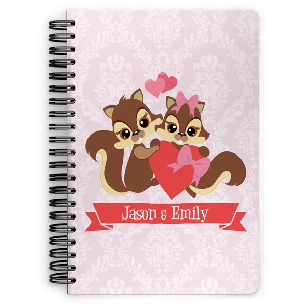 Custom Chipmunk Couple Spiral Notebook - 7x10 w/ Couple's Names