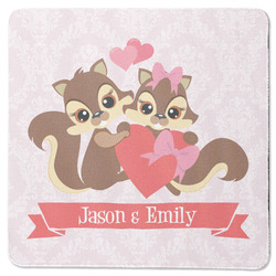 Chipmunk Couple Square Rubber Backed Coaster (Personalized)