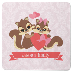 Chipmunk Couple Square Rubber Backed Coaster (Personalized)