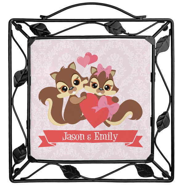 Custom Chipmunk Couple Square Trivet (Personalized)