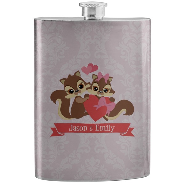 Custom Chipmunk Couple Stainless Steel Flask (Personalized)