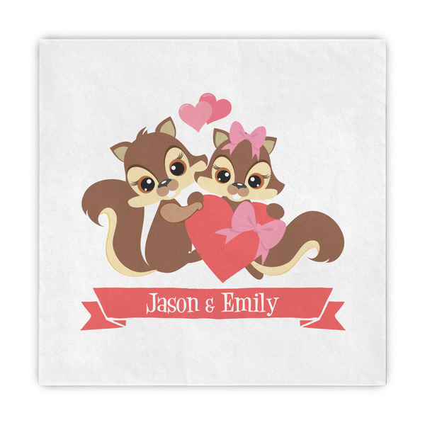 Custom Chipmunk Couple Decorative Paper Napkins (Personalized)