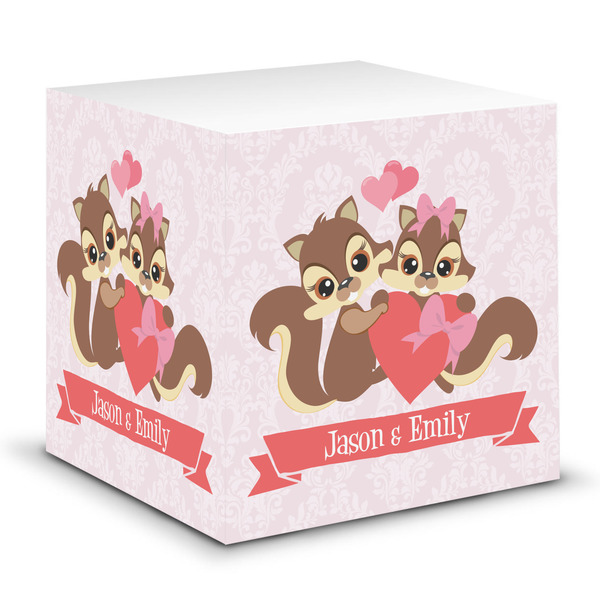 Custom Chipmunk Couple Sticky Note Cube w/ Couple's Names