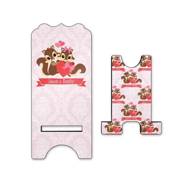 Chipmunk Couple Stylized Phone Stand - Front & Back - Small