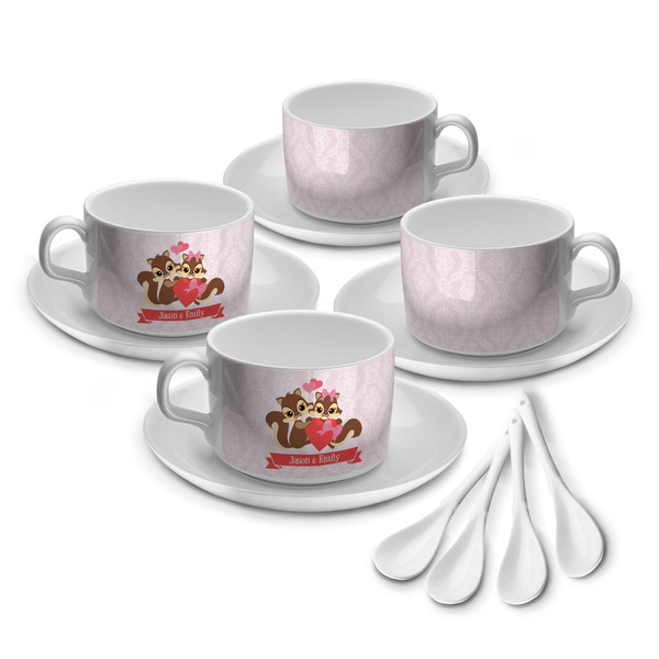 Custom Chipmunk Couple Tea Cup - Set of 4 (Personalized)
