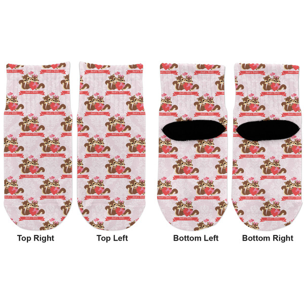 Chipmunk Couple Toddler Ankle Socks - Double Pair - Front and Back - Apvl