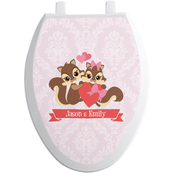 Custom Chipmunk Couple Toilet Seat Decal - Elongated (Personalized)