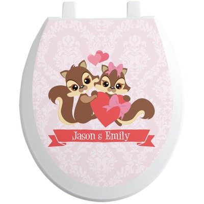 Chipmunk Couple Toilet Seat Decal - Round (Personalized)