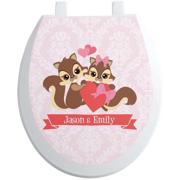 Custom Chipmunk Couple Toilet Seat Decal - Round (Personalized)