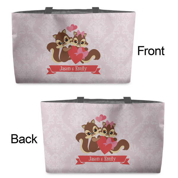 Chipmunk Couple Tote w/Black Handles - Front & Back Views