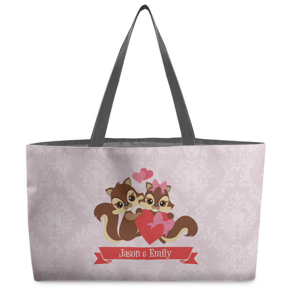 Custom Chipmunk Couple Beach Totes Bag - w/ Black Handles (Personalized)