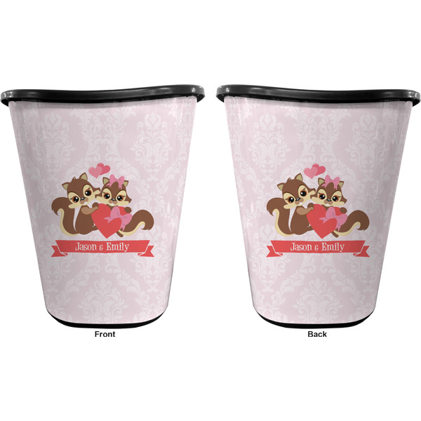 Chipmunk Couple Trash Can Black - Front and Back - Apvl