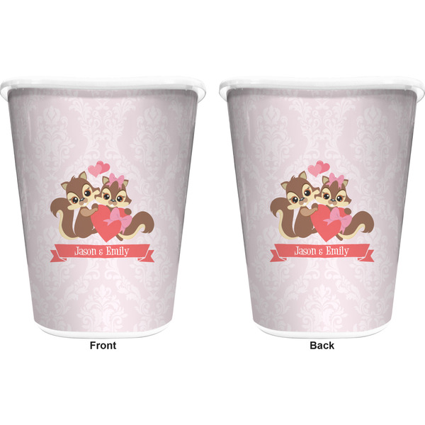 Chipmunk Couple Trash Can White - Front and Back - Apvl