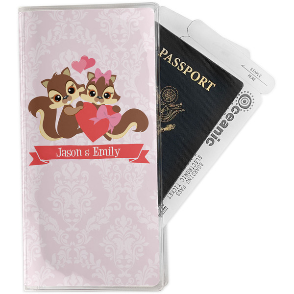 Custom Chipmunk Couple Travel Document Holder
