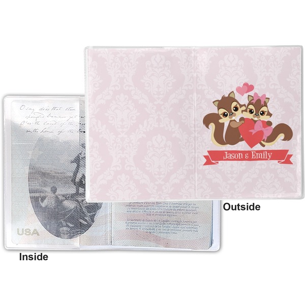 Chipmunk Couple Vinyl Passport Holder - Flat Front and Back