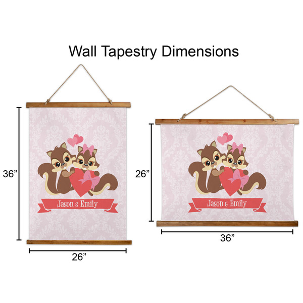 Chipmunk Couple Wall Hanging Tapestries - Parent/Sizing