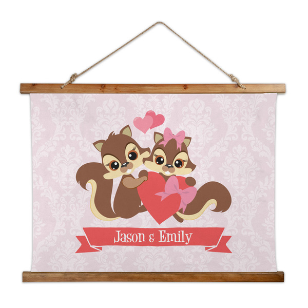 Custom Chipmunk Couple Wall Hanging Tapestry - Wide (Personalized)