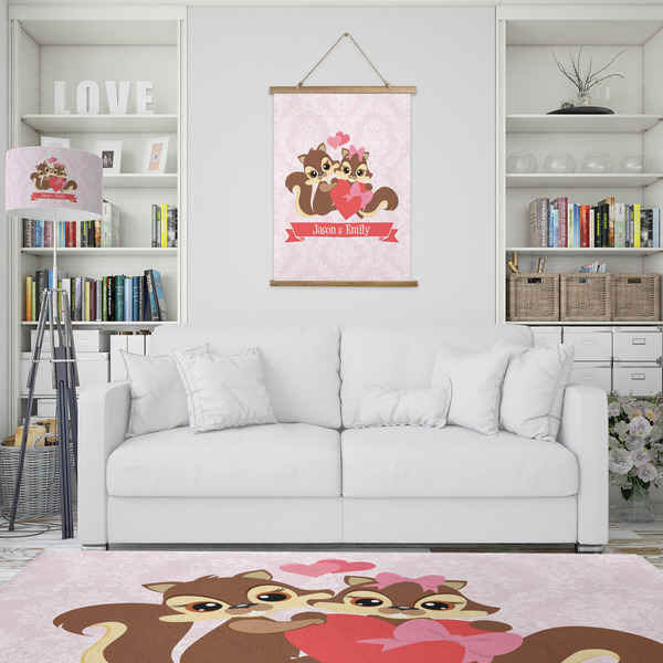 Chipmunk Couple Wall Hanging Tapestry - Portrait - IN CONTEXT
