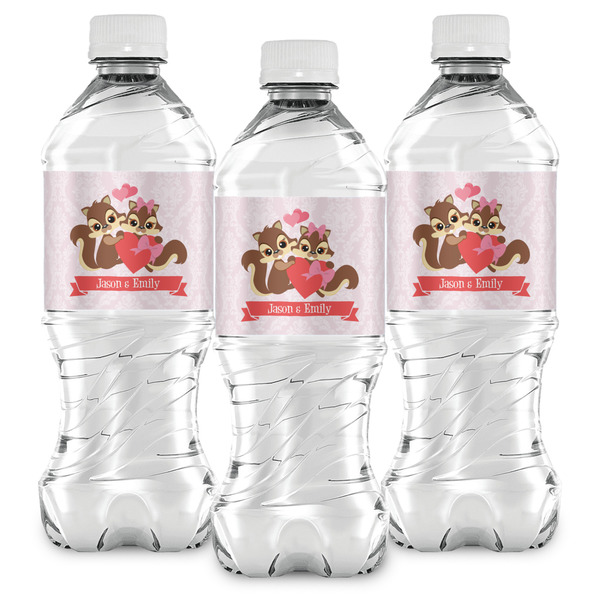 Chipmunk Couple Water Bottle Labels - Front View