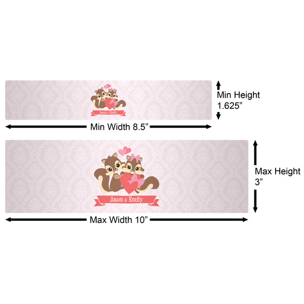 Chipmunk Couple Water Bottle Labels w/ Dimensions