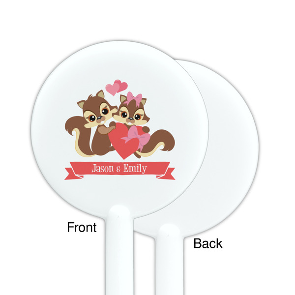 Chipmunk Couple White Plastic 5.5" Stir Stick - Single Sided - Round - Front & Back