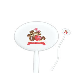 Chipmunk Couple 7" Oval Plastic Stir Sticks - White - Double Sided (Personalized)