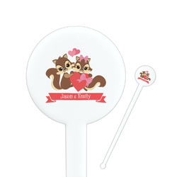 Chipmunk Couple 7" Round Plastic Stir Sticks - White - Double Sided (Personalized)
