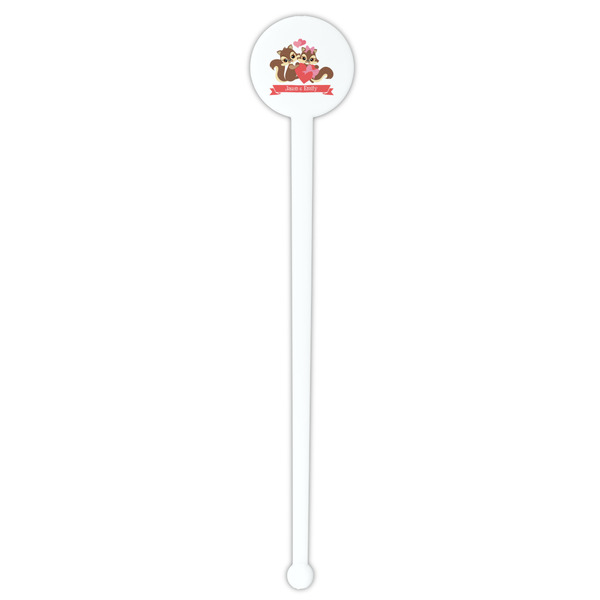 Chipmunk Couple White Plastic 7" Stir Stick - Round - Single Stick