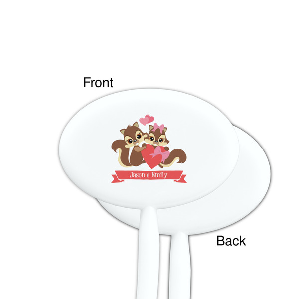 Chipmunk Couple White Plastic 7" Stir Stick - Single Sided - Oval - Front & Back