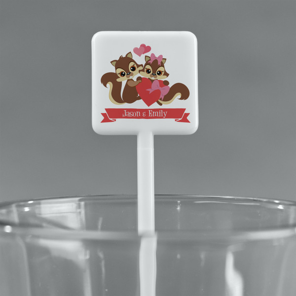 Chipmunk Couple White Plastic Stir Stick - Square - Main