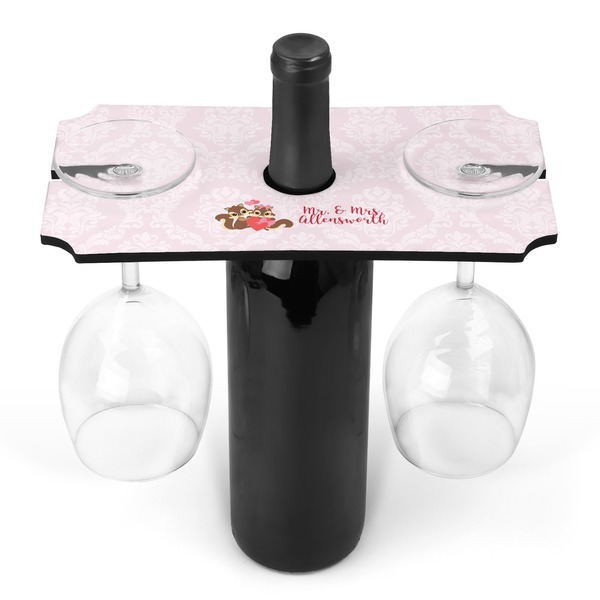 Custom Chipmunk Couple Wine Bottle & Glass Holder (Personalized)