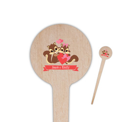 Chipmunk Couple 4" Round Wooden Food Picks - Double Sided (Personalized)