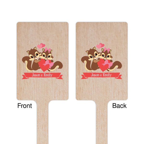 Chipmunk Couple Wooden 6.25" Stir Stick - Rectangular - Double Sided - Front & Back