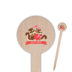 Chipmunk Couple 6" Round Wooden Food Picks - Double Sided (Personalized)