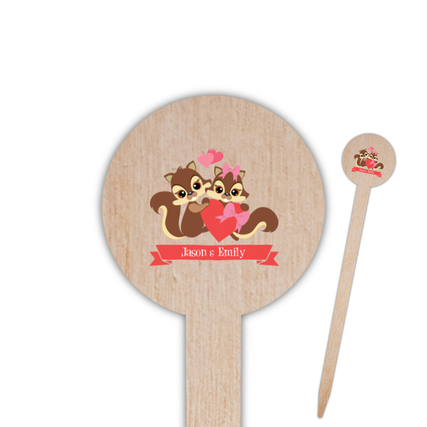 Custom Chipmunk Couple Round Wooden Food Picks (Personalized)