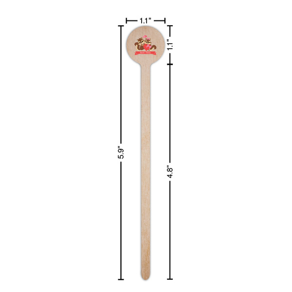 Chipmunk Couple Wooden 6" Stir Stick - Round - Dimensions