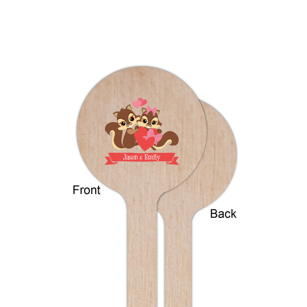 Chipmunk Couple Wooden 6" Stir Stick - Round - Single Sided - Front & Back