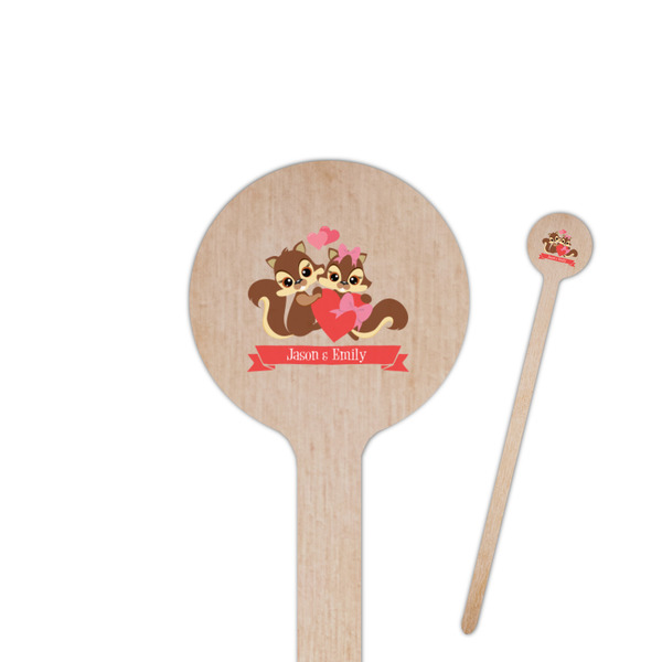 Custom Chipmunk Couple 7.5" Round Wooden Stir Sticks - Double Sided (Personalized)