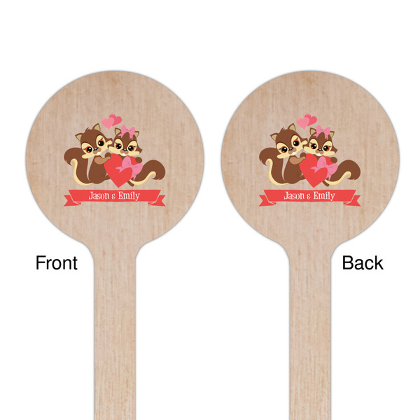 Chipmunk Couple Wooden 7.5" Stir Stick - Round - Double Sided - Front & Back