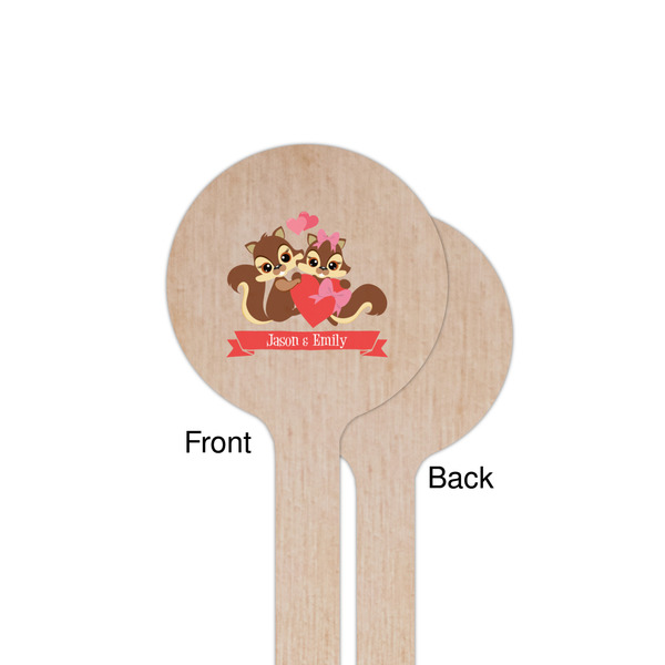 Chipmunk Couple Wooden 7.5" Stir Stick - Round - Single Sided - Front & Back