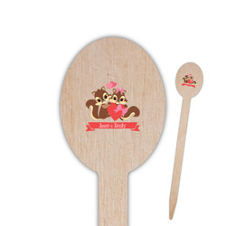 Chipmunk Couple Oval Wooden Food Picks - Single Sided (Personalized)
