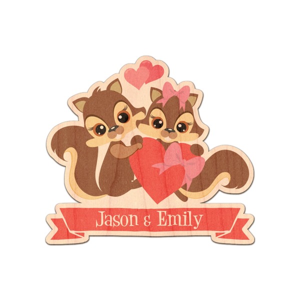 Custom Chipmunk Couple Genuine Maple or Cherry Wood Sticker (Personalized)