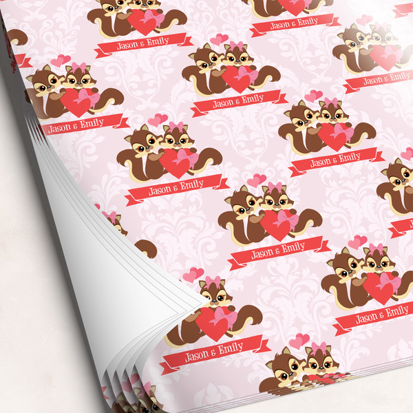 Custom Chipmunk Couple Wrapping Paper Sheets (Personalized)