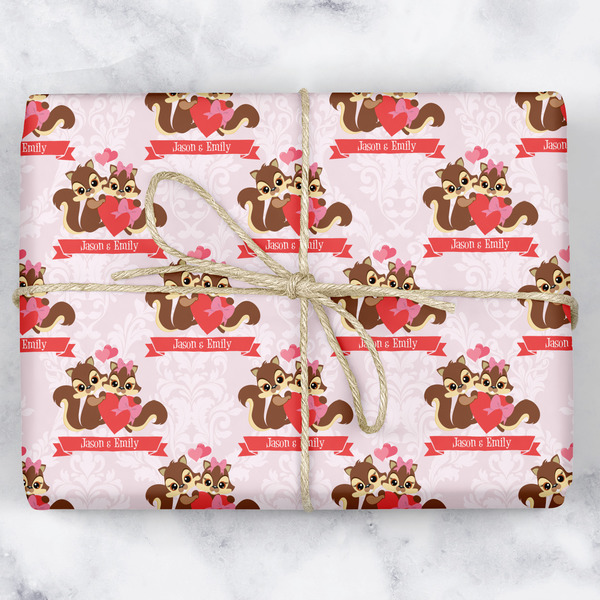 Custom Chipmunk Couple Wrapping Paper (Personalized)